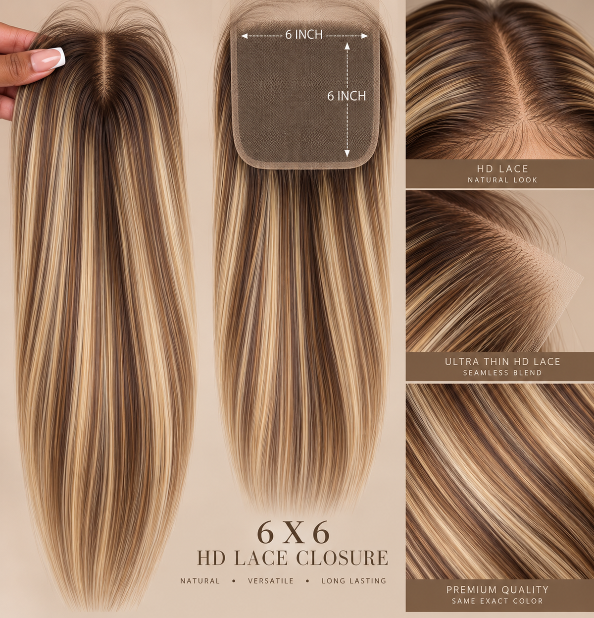 Caramel Veil HD 6x6 Closure