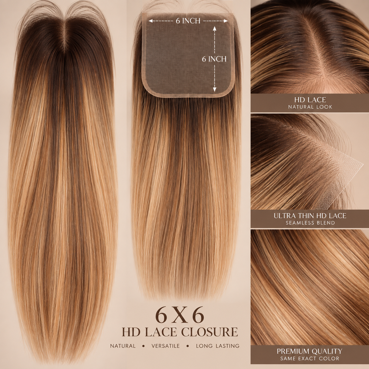 Honey Glow HD 6x6 Closure